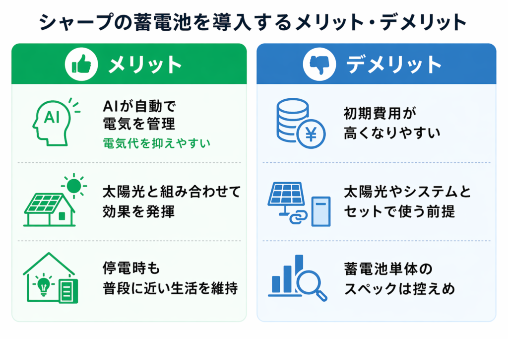シャープ蓄電池を導入するメリットデメリット
