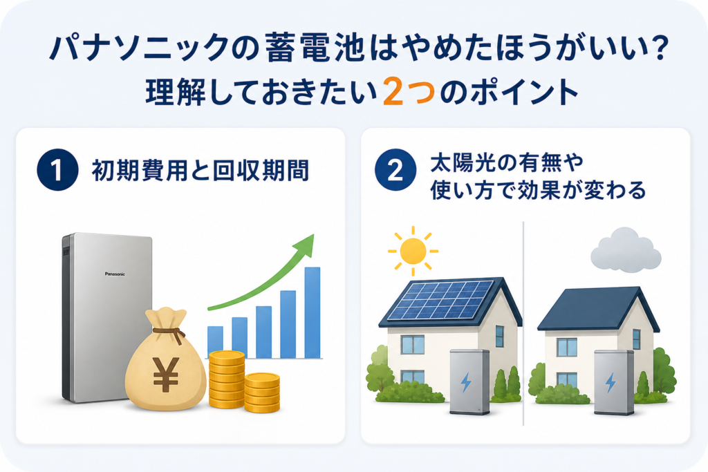 パナソニックの蓄電池はやめたほうがいい？理解しておきたい2つのポイント