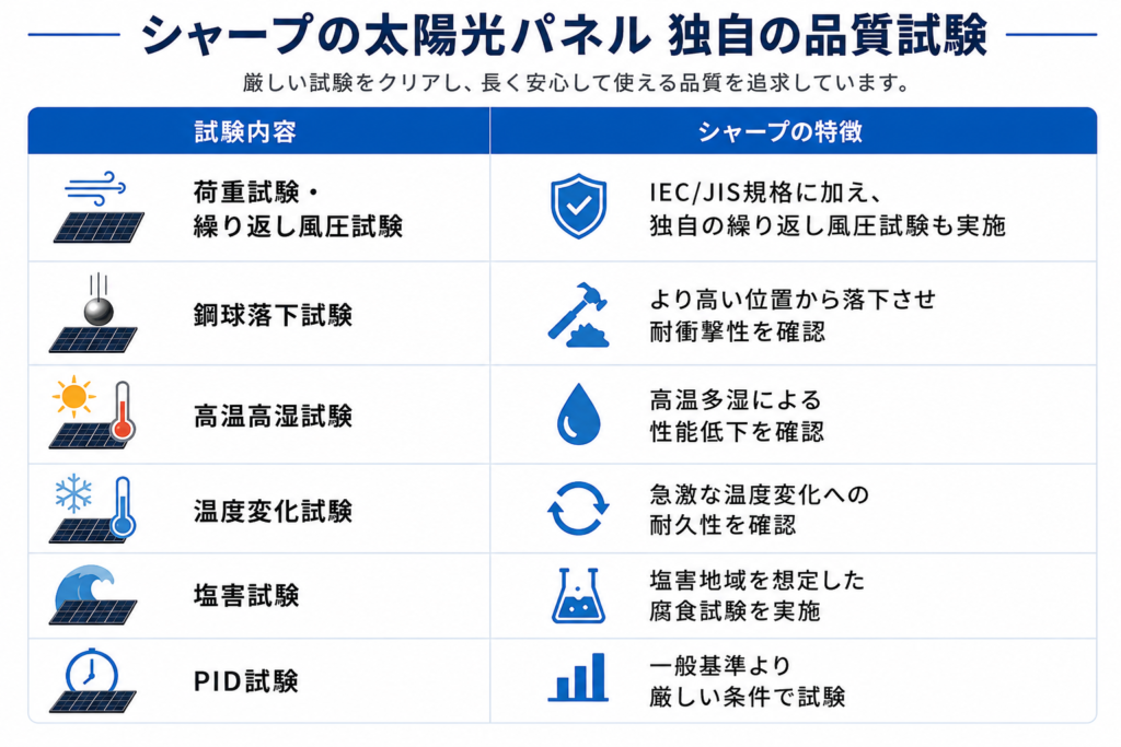 シャープ,太陽光,独自の品質試験