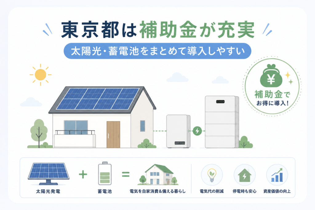 東京都は補助金が充実｜太陽光・蓄電池をまとめて導入しやすい