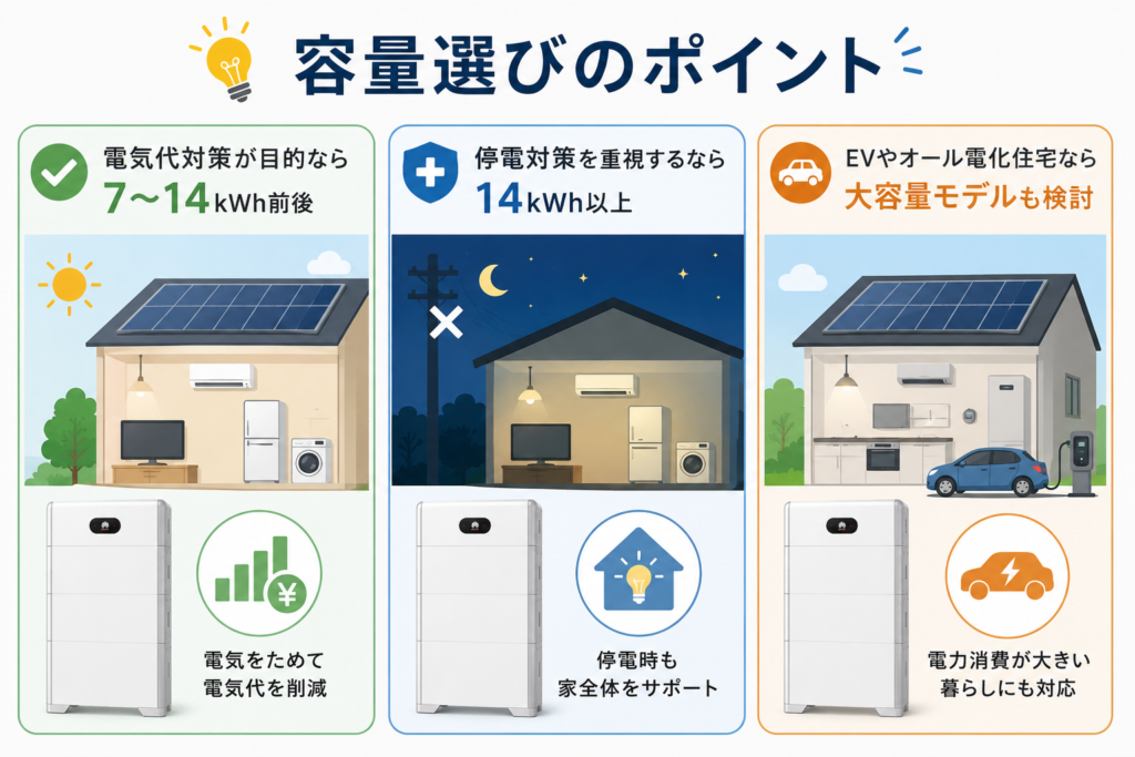 Huawei,蓄電池,容量,選び方