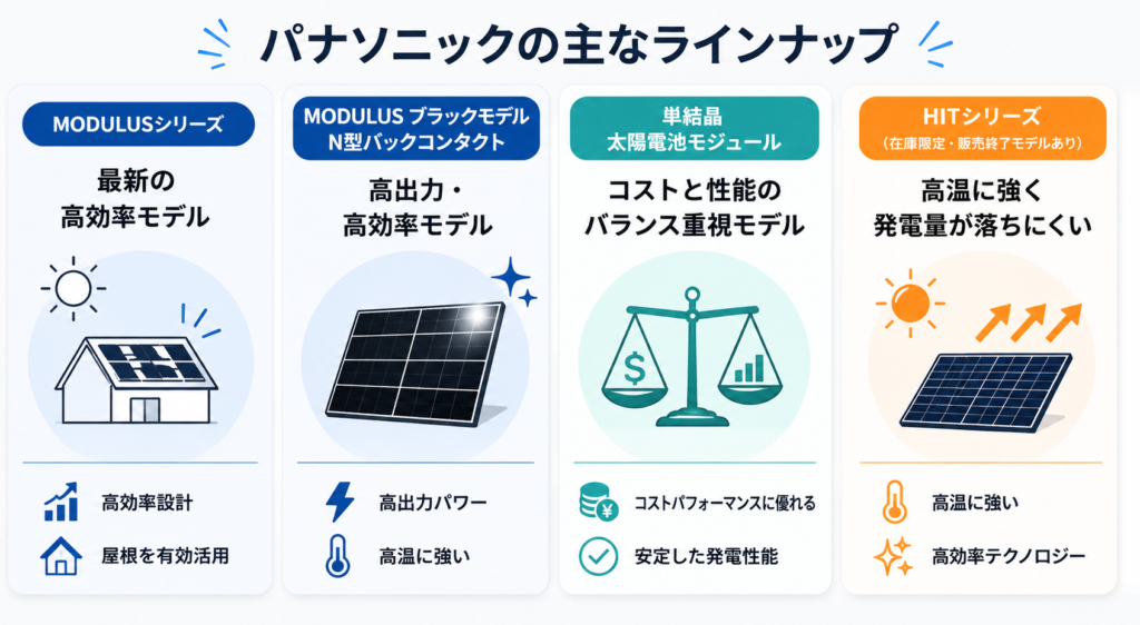 パナソニックのソーラーパネルのラインナップ