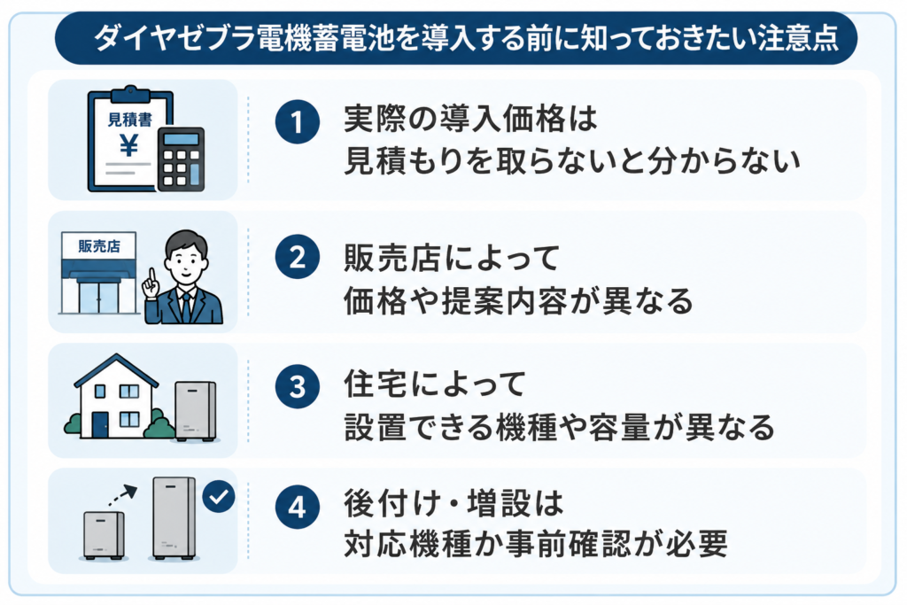 ダイヤゼブラ電機蓄電池を導入する前に知っておきたい注意点（デメリット）