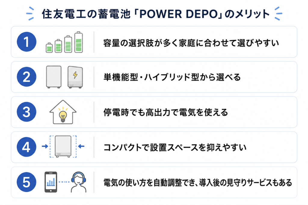 住友電工の蓄電池「POWER DEPO」のメリット
