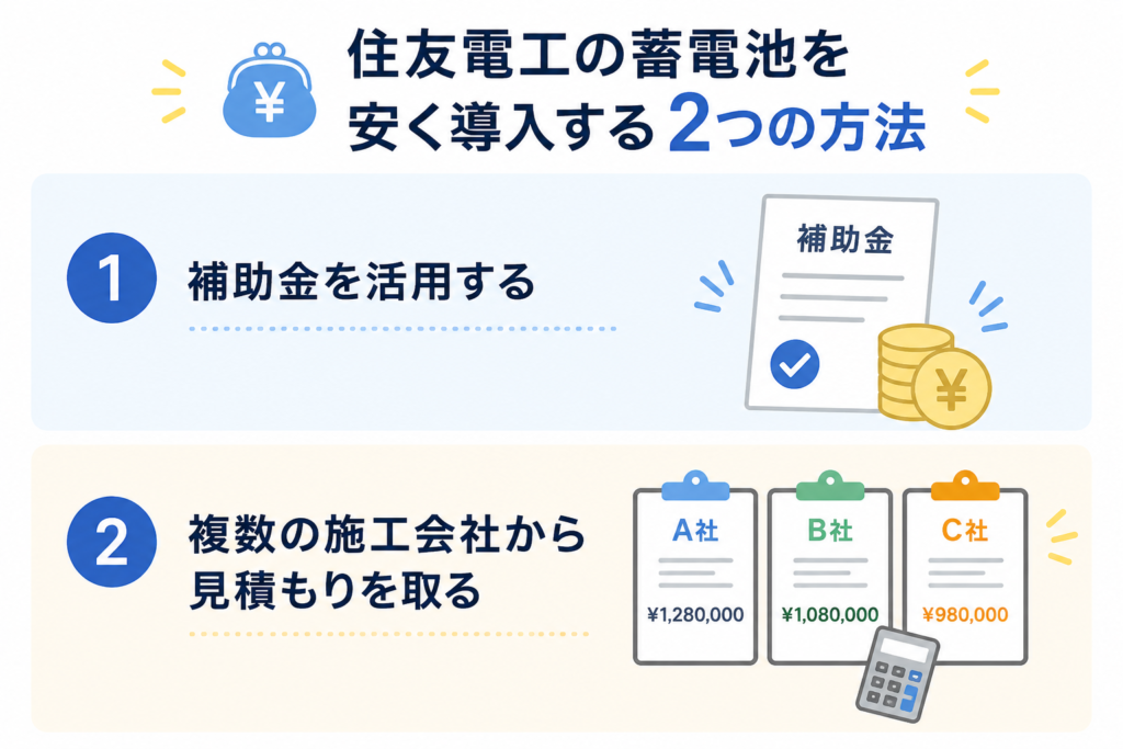 住友電工の蓄電池を安く導入する2つの方法