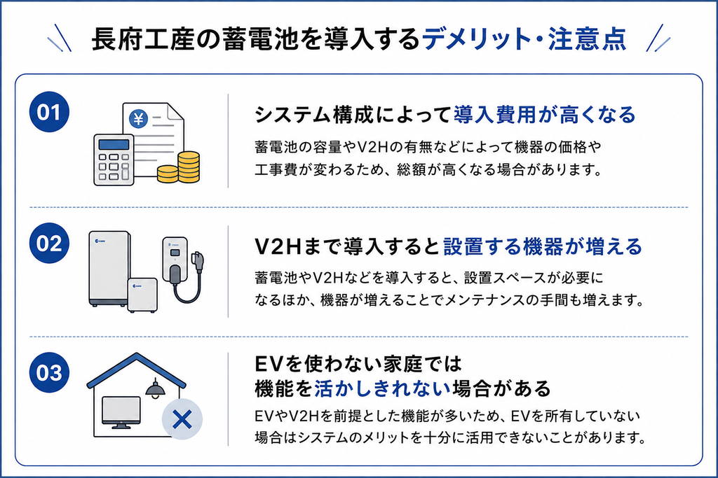 長府工産の蓄電池を導入するデメリット・注意点