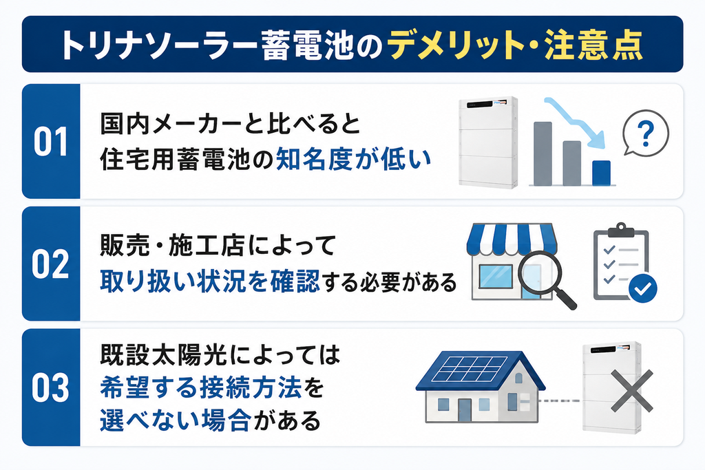 トリナソーラー蓄電池のデメリット・注意点