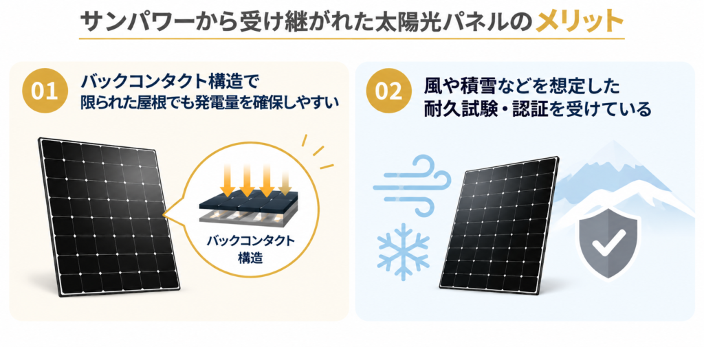 サンパワーから受け継がれた太陽光パネルの2つのメリット
