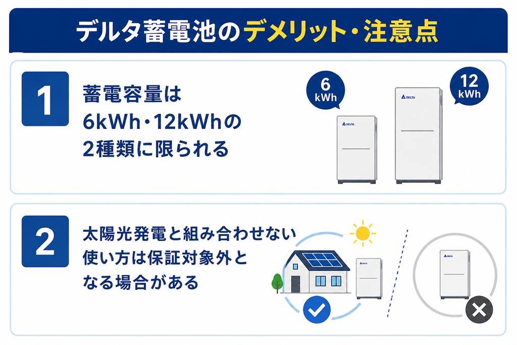 デルタ蓄電池のデメリット・注意点