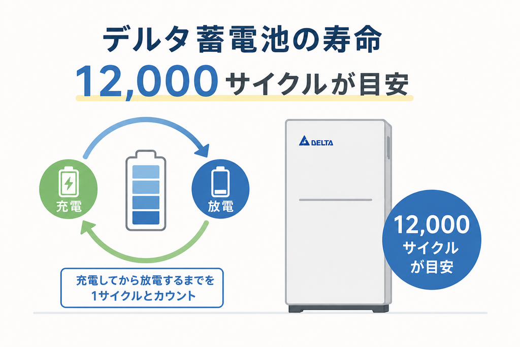 デルタ蓄電池の寿命|12,000サイクルが目安
