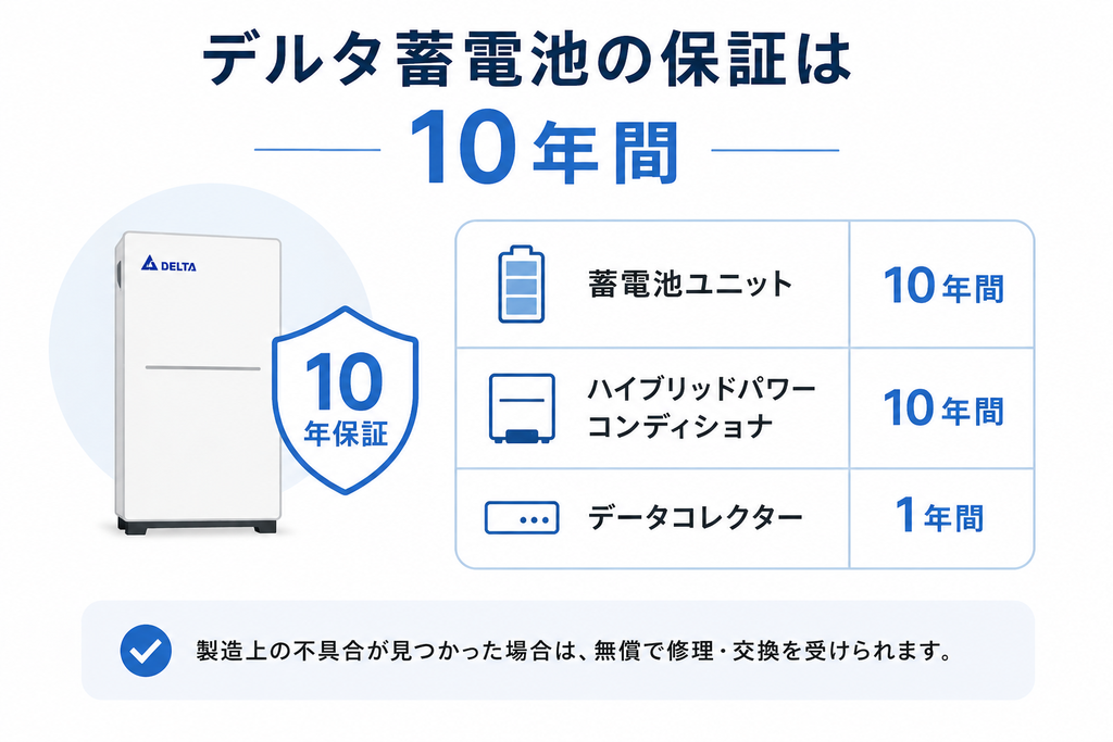 デルタ蓄電池の保証は10年間