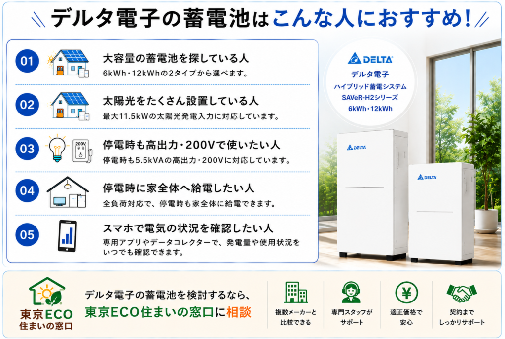 デルタ電子の蓄電池はこんな人におすすめ