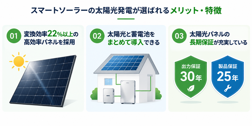 スマートソーラーの太陽光発電が選ばれるメリット・特徴